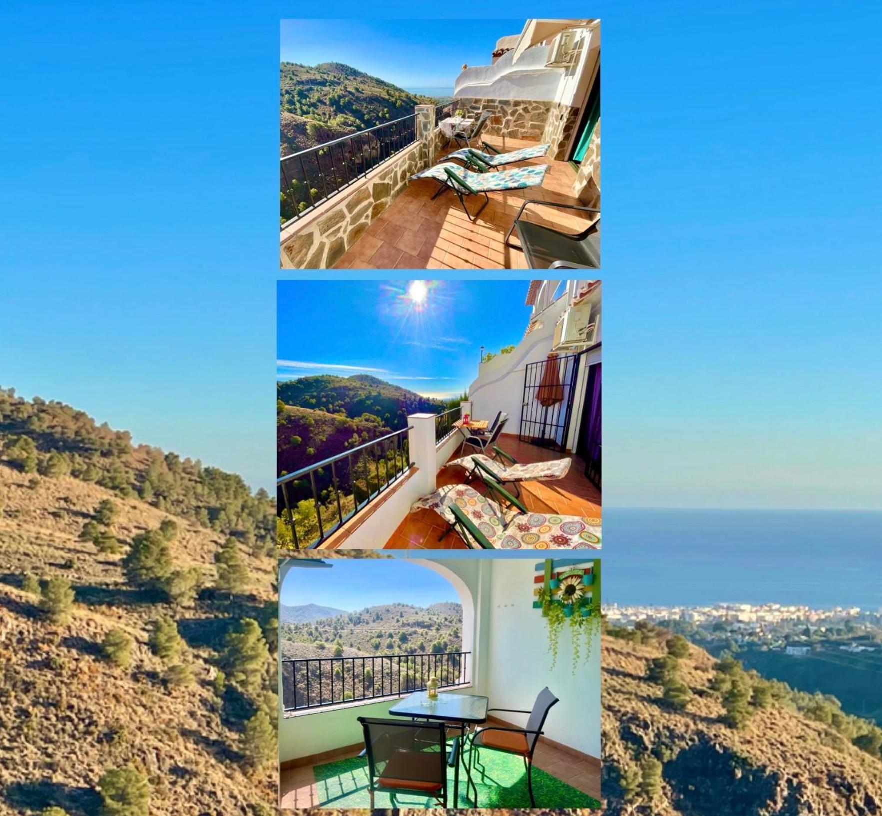 Apartamentos Axarquia , Frigiliana, Terraza Privada Con Vistas A La Montana Rio Y Al Mar エクステリア 写真